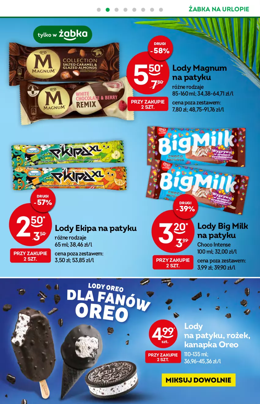 Gazetka promocyjna Żabka - ważna 24.08 do 30.08.2022 - strona 15 - produkty: Big Milk, Lody, Oreo