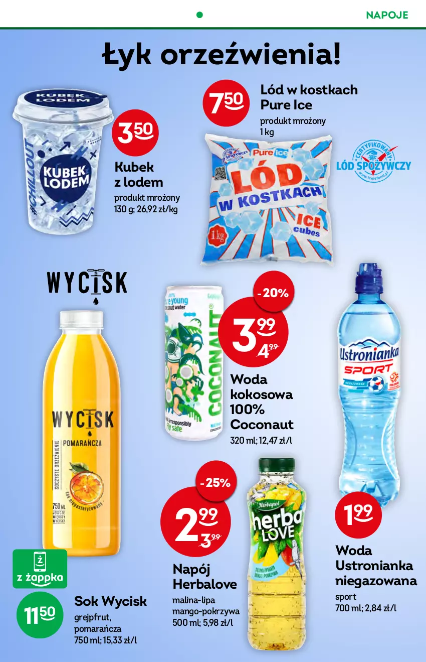 Gazetka promocyjna Żabka - ważna 24.08 do 30.08.2022 - strona 37 - produkty: Grejpfrut, Kokos, Kubek, Mango, Napój, Napoje, Por, Pur, Sok, Sport, Woda