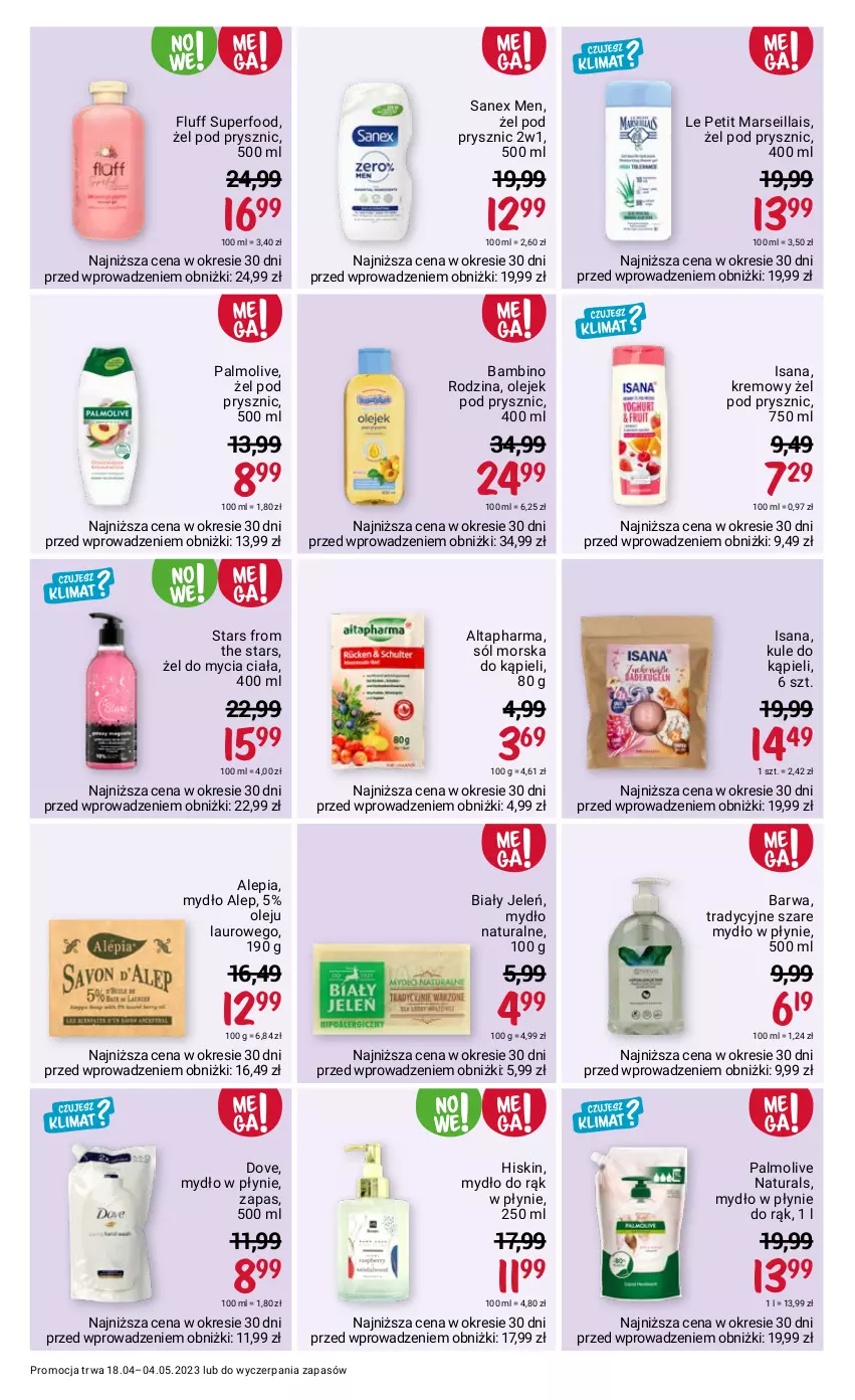 Gazetka promocyjna Rossmann - 18 kwietnia - ważna 18.04 do 04.05.2023 - strona 11 - produkty: Biały Jeleń, Dove, Isana, Laur, Mars, Mydło, Mydło w płynie, Olej, Olejek pod prysznic, Palmolive, Sanex, Sól