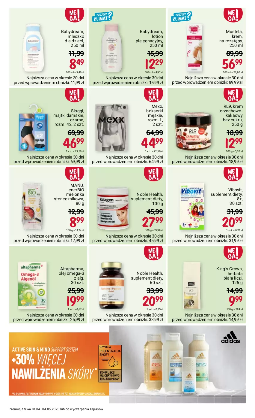 Gazetka promocyjna Rossmann - 18 kwietnia - ważna 18.04 do 04.05.2023 - strona 14 - produkty: Babydream, Bokserki, Dezodorant, Dzieci, Enerbio, Herbata, Kakao, King’s Crown, LG, Liczi, Majtki, Mexx, Mleczko, Mus, Mustela, Olej, Omega-3, Orka, Rum, Ser, Suplement diety