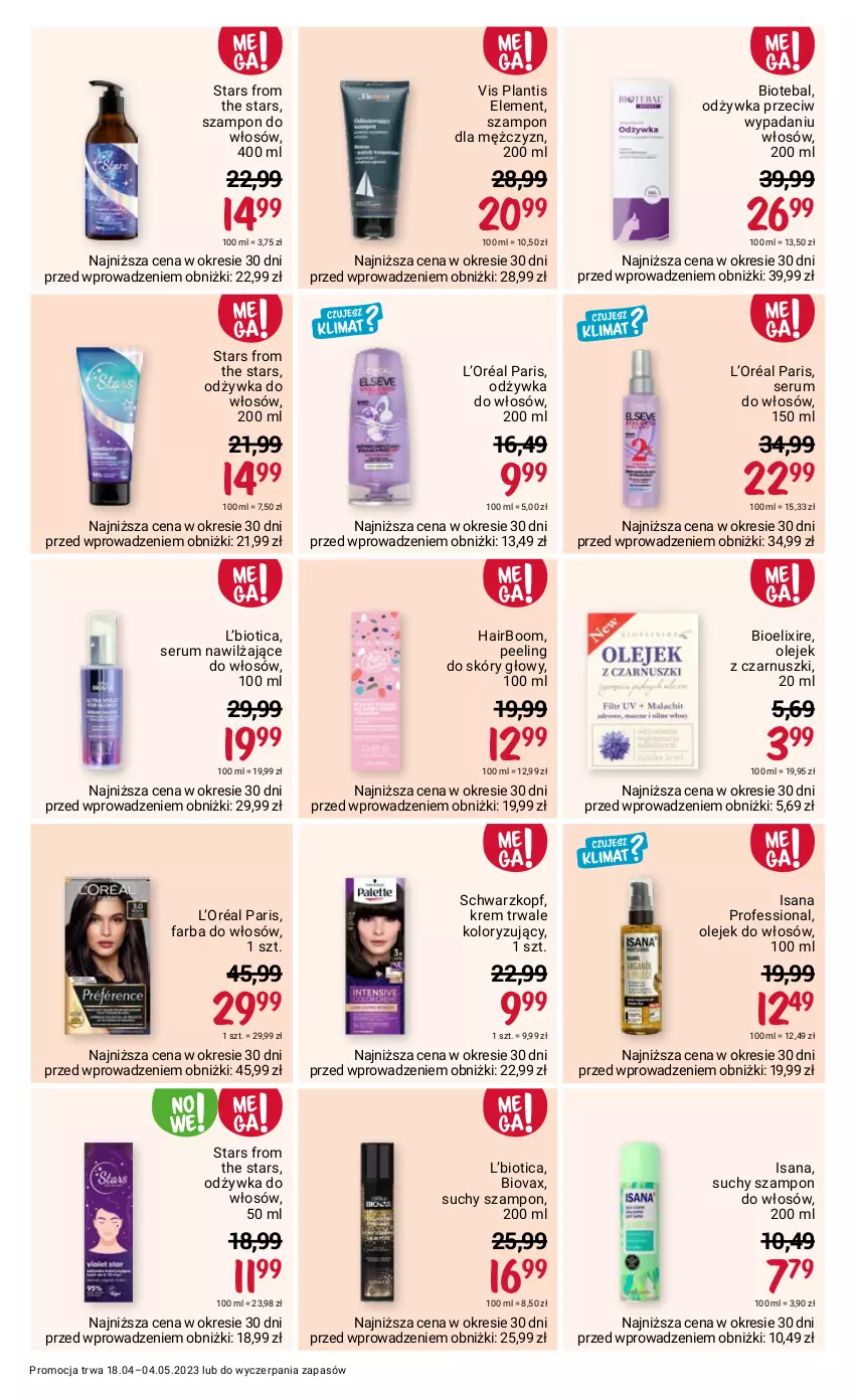 Gazetka promocyjna Rossmann - 18 kwietnia - ważna 18.04 do 04.05.2023 - strona 8 - produkty: BIOTEBAL, Biovax, Fa, Farba do włosów, Isana, L’Oréal, Odżywka, Olej, Peeling, Rum, Schwarzkopf, Ser, Serum, Serum do włosów, Suchy szampon, Szampon