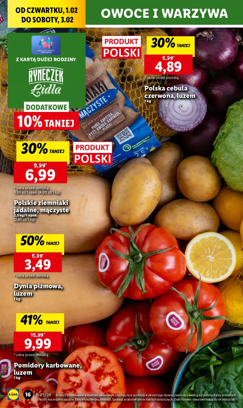 Gazetka promocyjna Lidl - GAZETKA - ważna 01.02 do 03.02.2024 - strona 18 - produkty: Cebula, Cebula czerwona, Chleb, Owoce, Pomidory, Ser, Warzywa, Ziemniaki