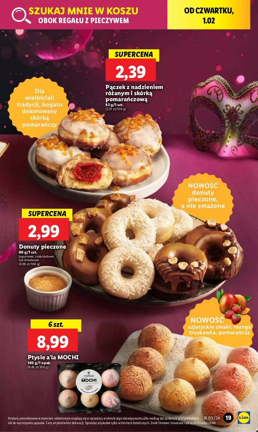 Gazetka promocyjna Lidl - GAZETKA - ważna 01.02 do 03.02.2024 - strona 21 - produkty: Donut, Jogurt, Kosz, Nuty, Pączek, Piec, Regał, Róża