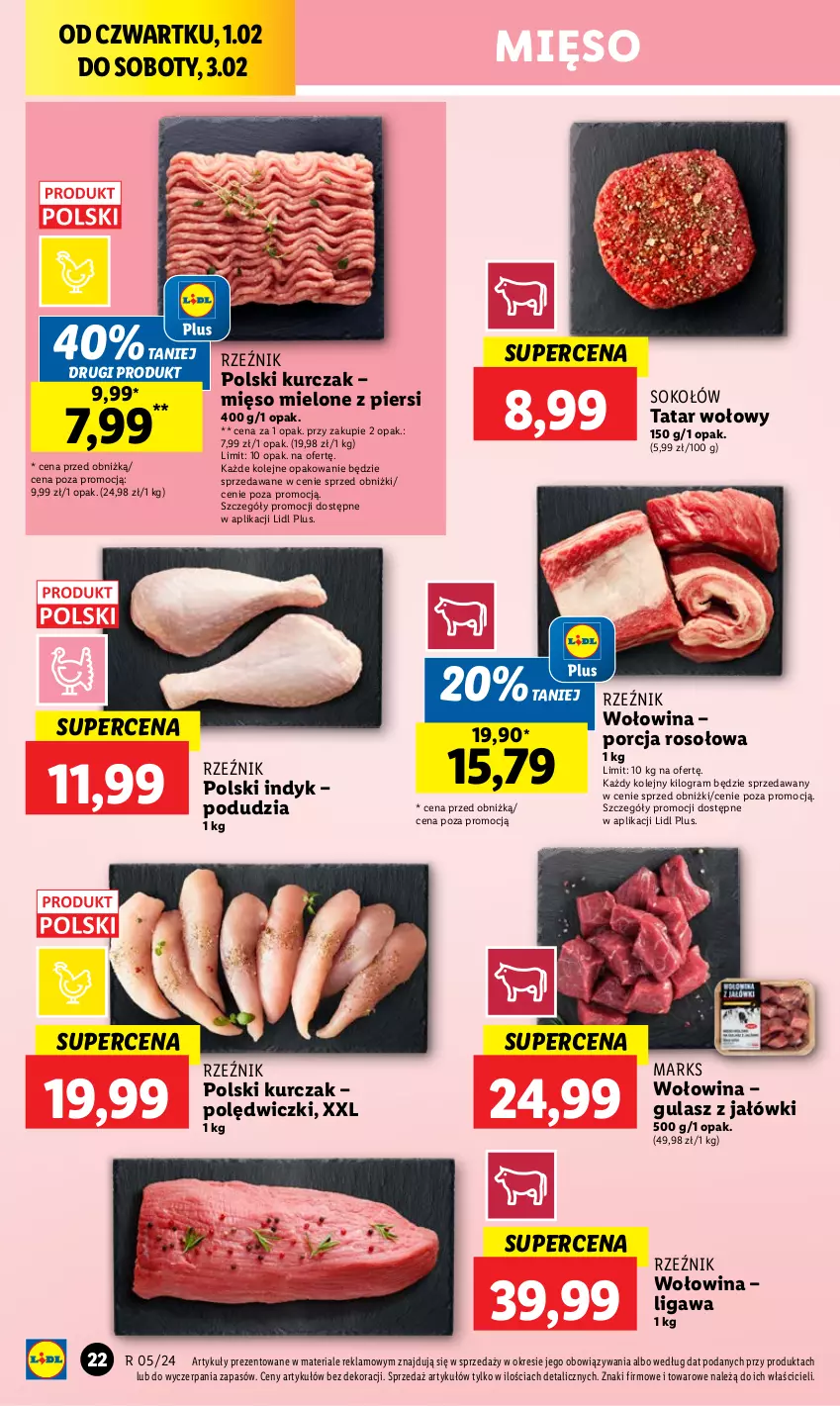 Gazetka promocyjna Lidl - GAZETKA - ważna 01.02 do 03.02.2024 - strona 24 - produkty: Gra, Kurczak, Mięso, Mięso mielone, Olej, Por, Sok, Sokołów, Tatar wołowy, Wołowina