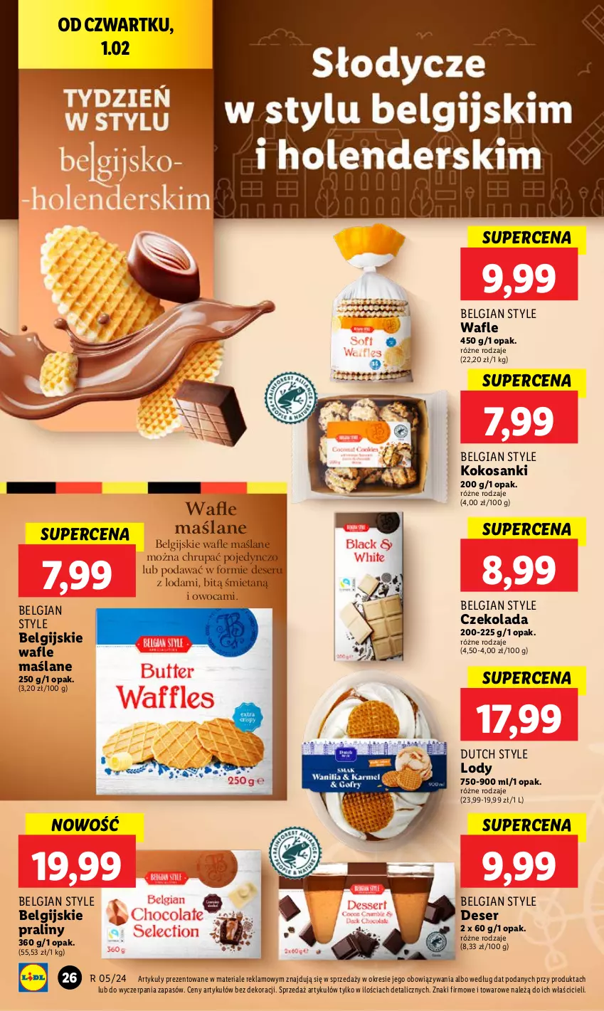 Gazetka promocyjna Lidl - GAZETKA - ważna 01.02 do 03.02.2024 - strona 28 - produkty: Czekolada, Deser, Kokos, LG, Lody, Praliny, Sanki, Ser, Wafle