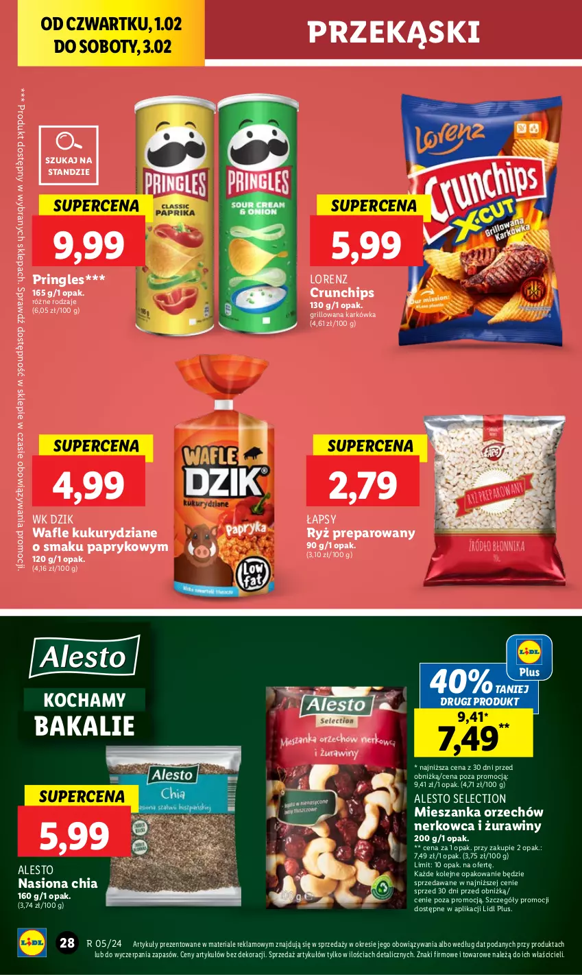 Gazetka promocyjna Lidl - GAZETKA - ważna 01.02 do 03.02.2024 - strona 30 - produkty: Chia, Crunchips, Grill, Koc, Lorenz, O nas, Olej, Pringles, Ryż, Wafle