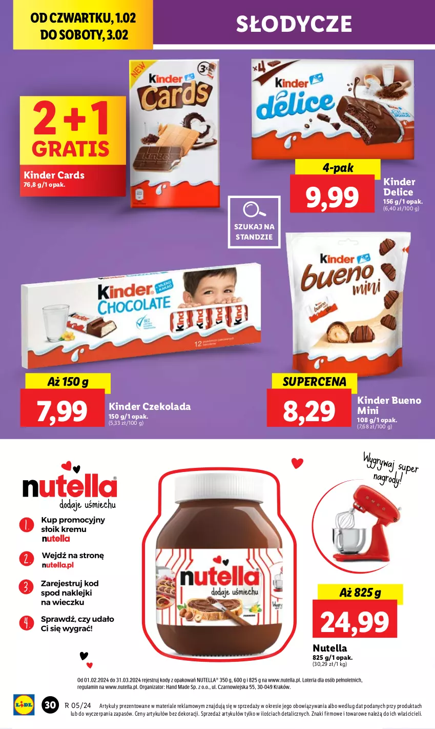 Gazetka promocyjna Lidl - GAZETKA - ważna 01.02 do 03.02.2024 - strona 32 - produkty: Czekolada, Gra, Kinder, Kinder Bueno, Nutella