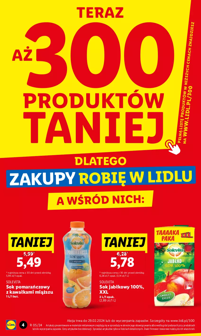 Gazetka promocyjna Lidl - GAZETKA - ważna 01.02 do 03.02.2024 - strona 4 - produkty: Kawa, Sok, Sok jabłkowy, Sok pomarańczowy, Tera