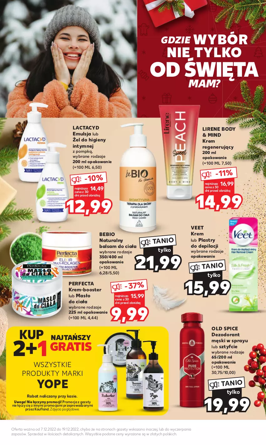 Gazetka promocyjna Kaufland - Kaufland - ważna 07.12 do 19.12.2023 - strona 7 - produkty: Balsam do ciała, Body, Booster, Dezodorant, Emulsja, Gra, Krem regenerujący, Lactacyd, Lirene, Masło, Masło do ciała, Old Spice, Perfecta, Plastry do depilacji, Veet, Waga, Yope