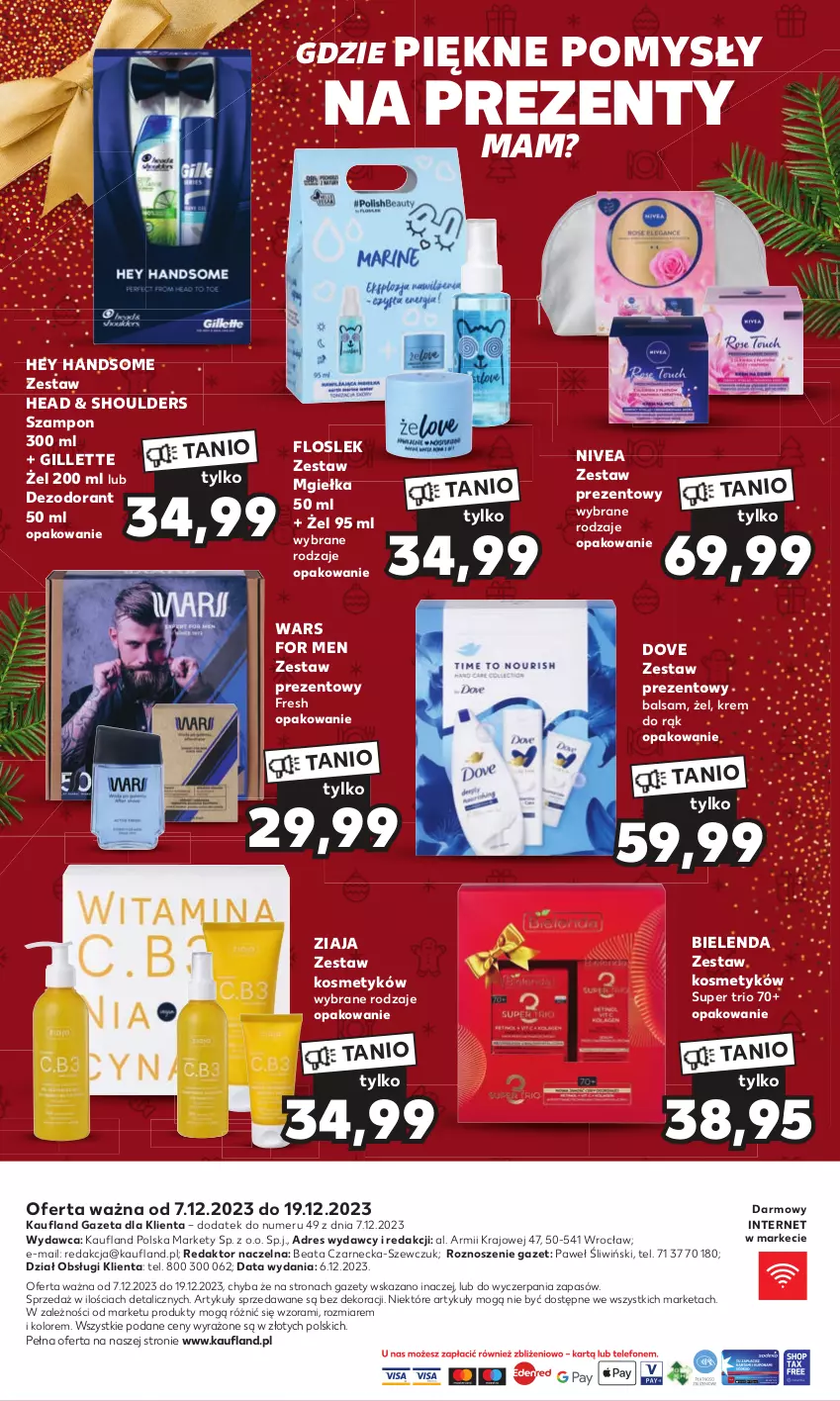 Gazetka promocyjna Kaufland - Kaufland - ważna 07.12 do 19.12.2023 - strona 8 - produkty: Bielenda, Dezodorant, Dove, Dres, Gillette, Krem do rąk, Nivea, Szampon, Zestaw prezentowy, Ziaja