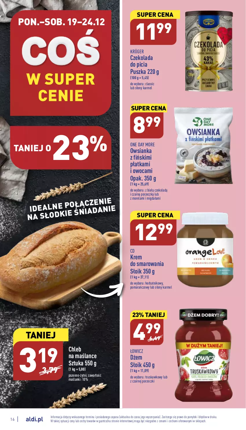 Gazetka promocyjna Aldi - Pełny katalog - ważna 19.12 do 24.12.2022 - strona 16 - produkty: Chleb, Czekolada, Dżem, Lanki, Morela, Owsianka, Por