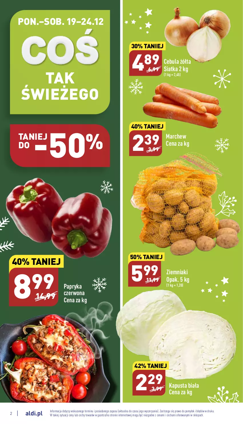 Gazetka promocyjna Aldi - Pełny katalog - ważna 19.12 do 24.12.2022 - strona 2 - produkty: Cebula, Papryka, Papryka czerwona, Siatka, Ziemniaki