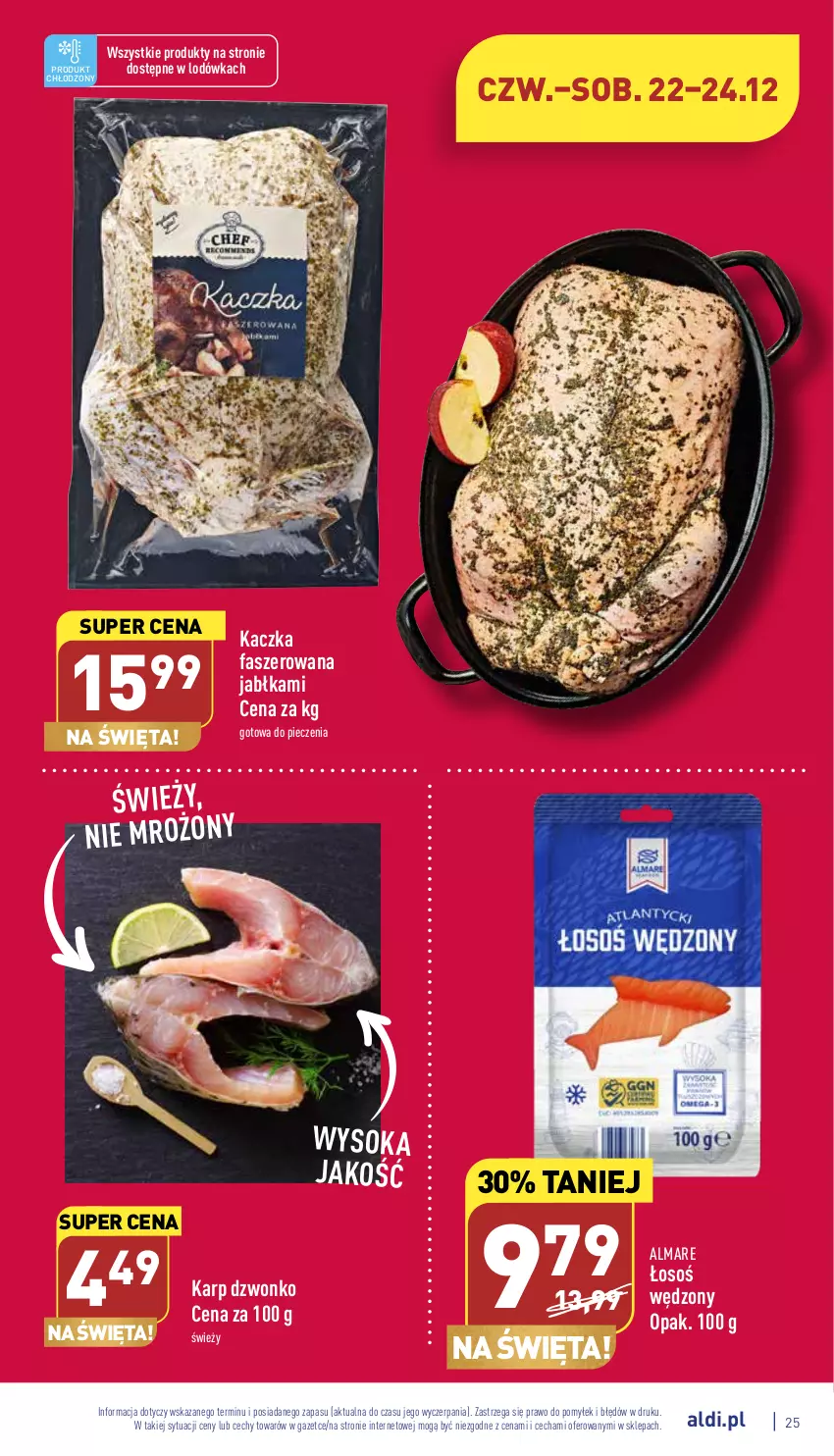 Gazetka promocyjna Aldi - Pełny katalog - ważna 19.12 do 24.12.2022 - strona 25 - produkty: Fa, Jabłka, Kaczka, Kaczka faszerowana, Karp, Lodówka, Piec, Sok