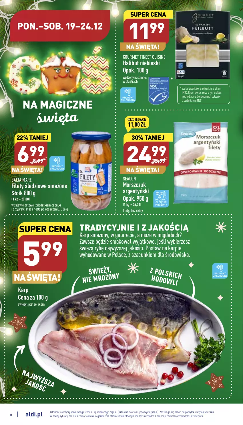 Gazetka promocyjna Aldi - Pełny katalog - ważna 19.12 do 24.12.2022 - strona 6 - produkty: Balta Mare, Gala, Halibut, Karp, Owoce, Owoce morza, Ryby i owoce morza