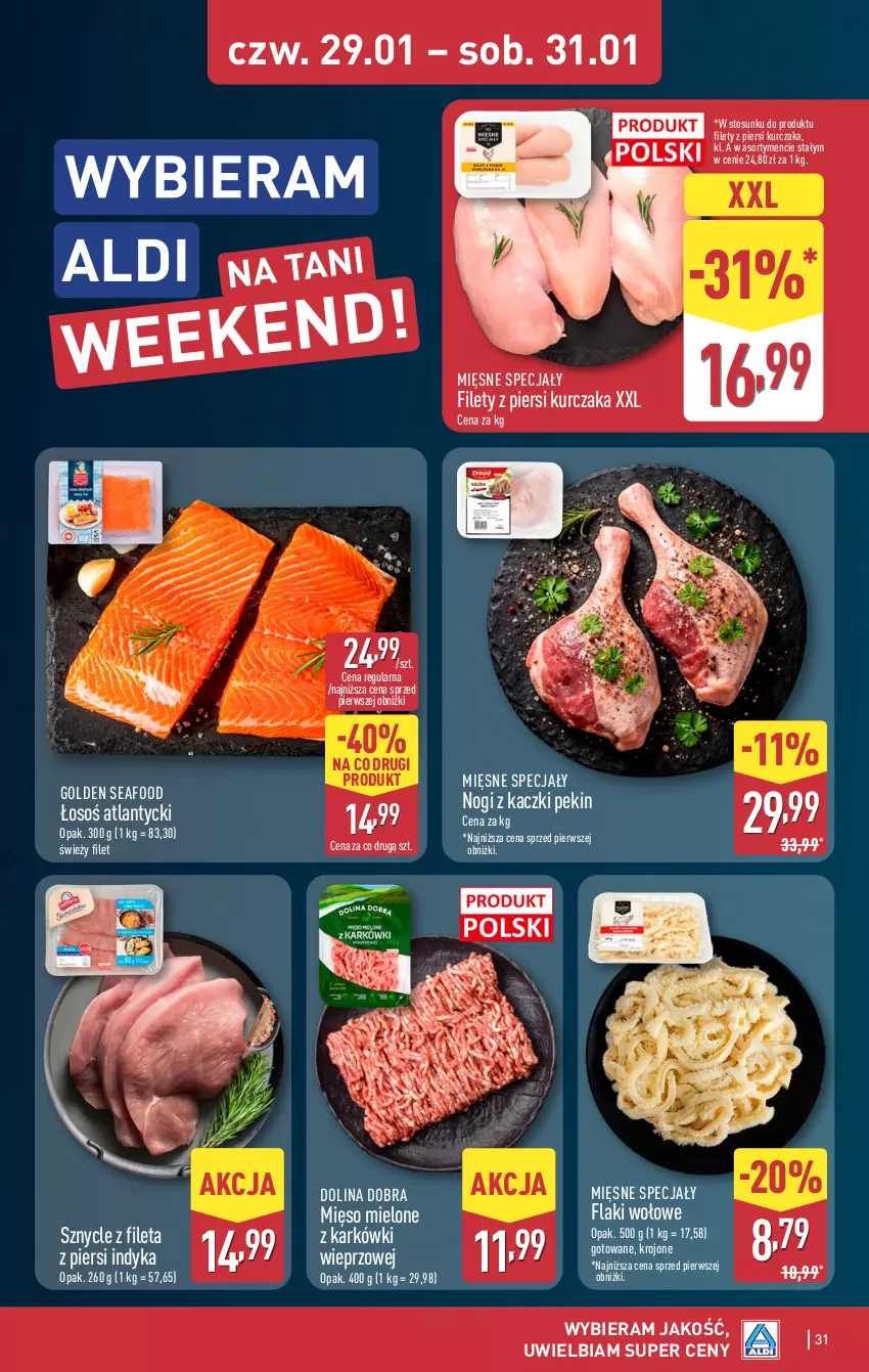 Gazetka promocyjna Aldi - Pełna oferta - ważna 26.01 do 31.01.2026 - strona 31 - produkty: Flaki, Flaki wołowe, Golden Seafood, Kurczak, Mięsne specjały, Mięso, Mięso mielone