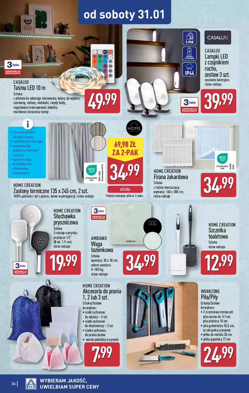 Gazetka promocyjna Aldi - Pełna oferta - ważna 26.01 do 31.01.2026 - strona 36 - produkty: Biustonosz, Firana, Gra, Mars, Piła płatnica, Siatka, Silan, Słuchawka prysznicowa, Szczotka, Waga, Waga łazienkowa