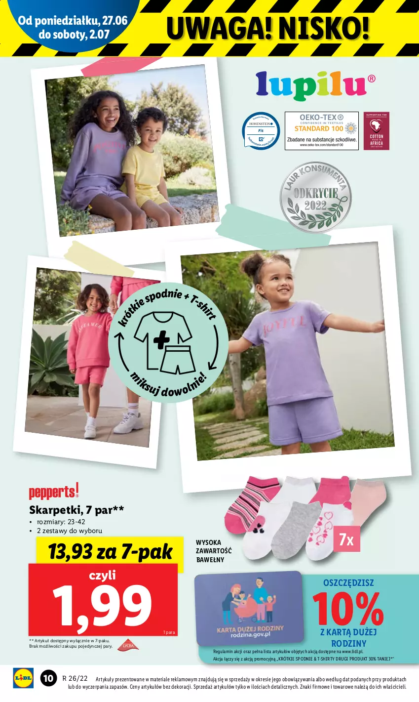 Gazetka promocyjna Lidl - GAZETKA - ważna 27.06 do 02.07.2022 - strona 10 - produkty: Karp, Skarpetki, Sok, Spodnie, T-shirt, Waga