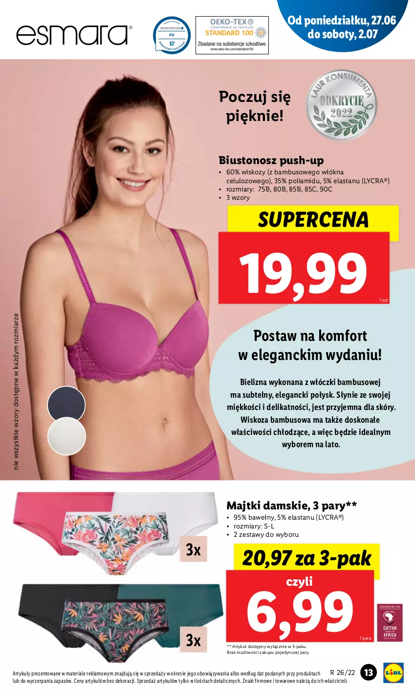 Gazetka promocyjna Lidl - GAZETKA - ważna 27.06 do 02.07.2022 - strona 13 - produkty: Bielizna, Biustonosz, Majtki