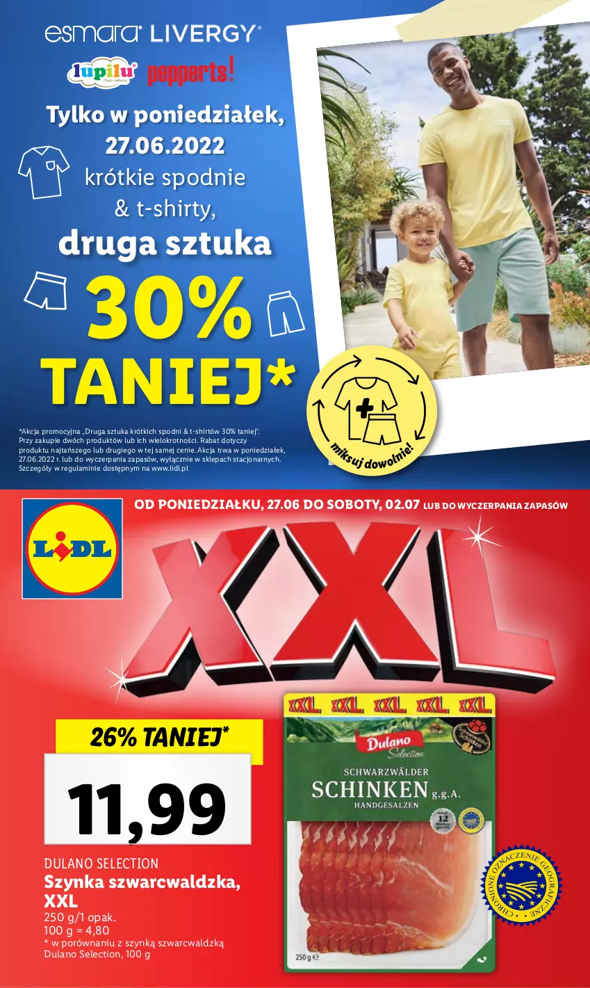 Gazetka promocyjna Lidl - GAZETKA - ważna 27.06 do 02.07.2022 - strona 48 - produkty: Dulano, Por, Spodnie, Szynka, T-shirt