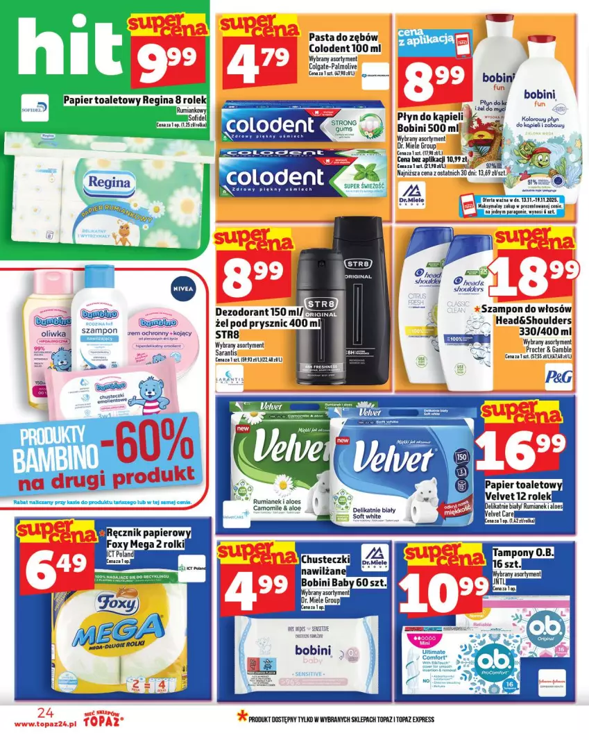 Gazetka promocyjna Topaz - Gazetka - ważna 13.11 do 19.11.2025 - strona 24 - produkty: Colgate, Dezodorant, Gin, LG, Palmolive, Pasta do zębów, Płyn do kąpieli, Rum, Str8, Szampon, Top