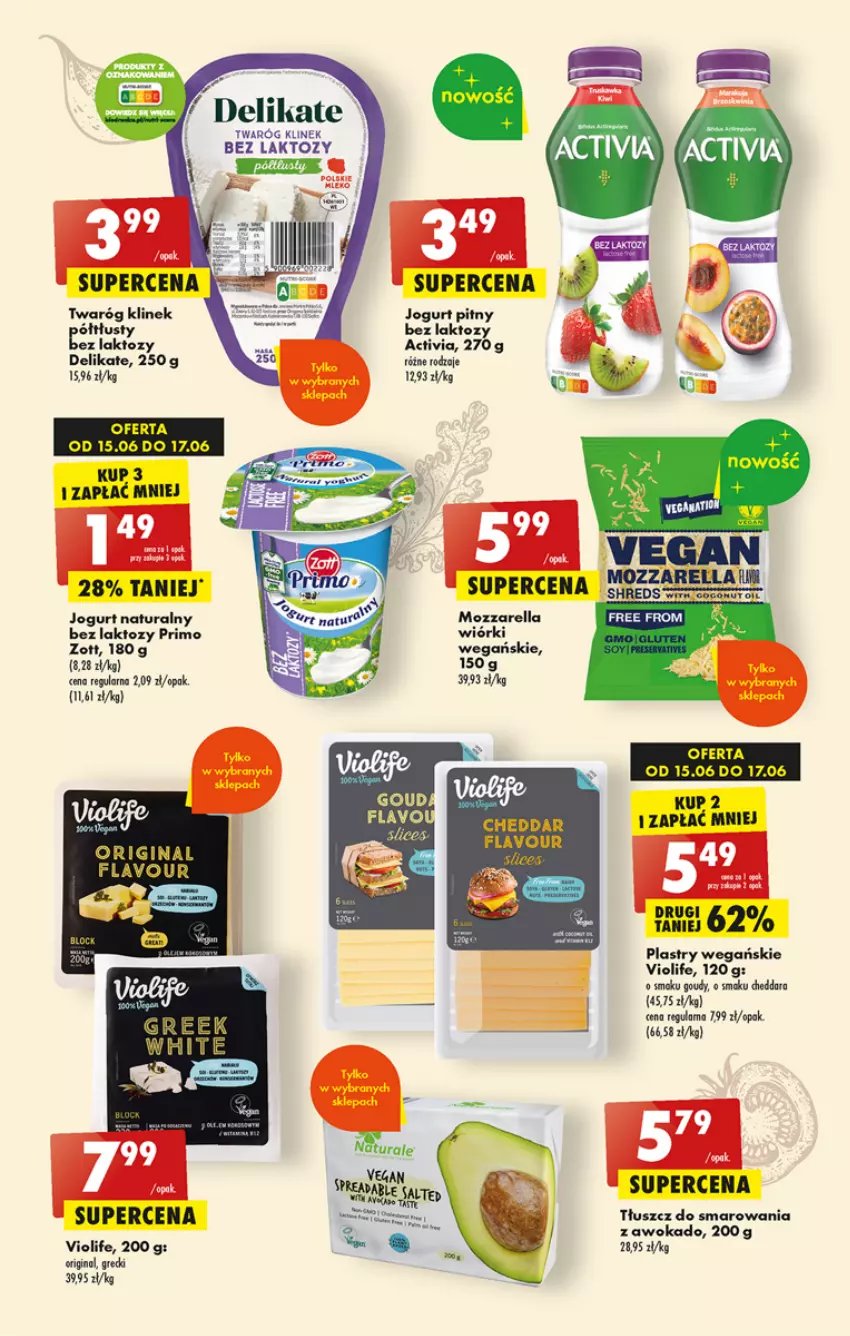 Gazetka promocyjna Biedronka - Gazetka - Biedronka.pl - ważna 15.06 do 21.06.2023 - strona 35 - produkty: Activia, Cheddar, Gin, Jogurt, Jogurt naturalny, Jogurt pitny, Mozzarella, Twaróg, Zott