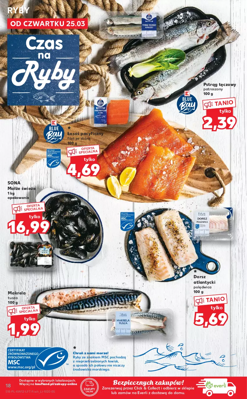 Gazetka promocyjna Kaufland - OFERTA TYGODNIA - ważna 25.03 do 30.03.2021 - strona 18 - produkty: Dorsz, Małże, Piec, Polędwica, Pstrąg, Pstrąg tęczowy, Tusz