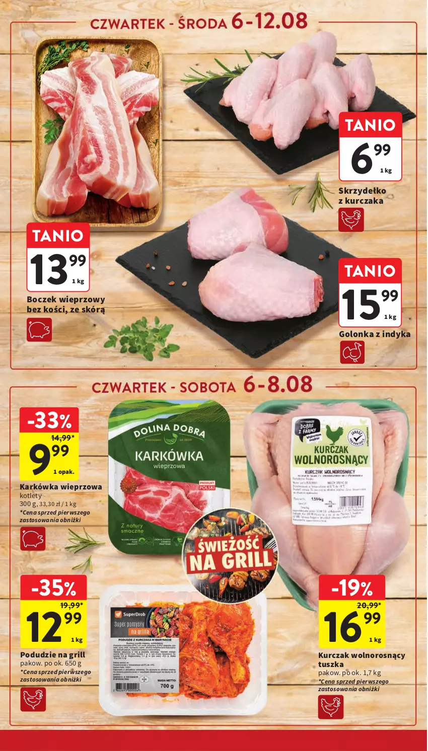 Gazetka promocyjna Intermarche - Gazetka Intermarche - ważna 06.08 do 12.08.2026 - strona 10 - produkty: Boczek, Boczek wieprzowy, Golonka z indyka, Grill, Karkówka wieprzowa, Kotlet, Kurczak, Tusz