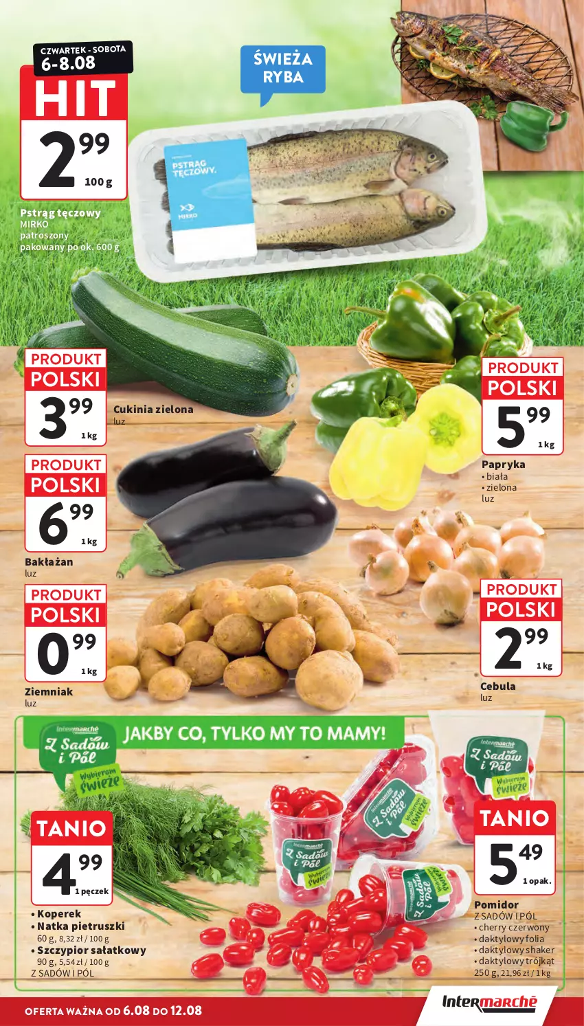 Gazetka promocyjna Intermarche - Gazetka Intermarche - ważna 06.08 do 12.08.2026 - strona 13 - produkty: Cebula, Natka pietruszki, Papryka, Pstrąg, Pstrąg tęczowy, Ryba, Sałat