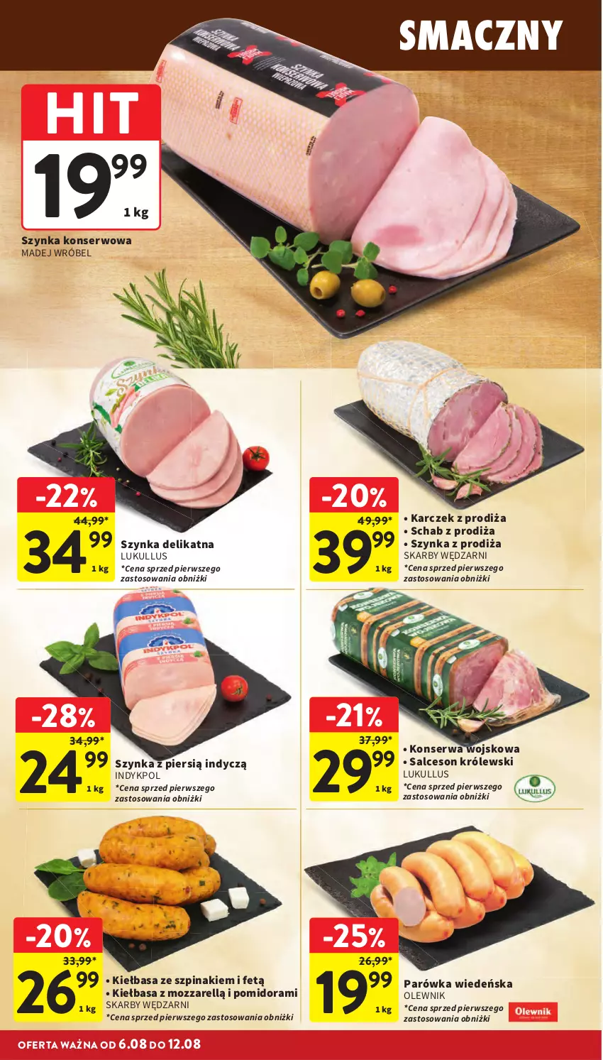 Gazetka promocyjna Intermarche - Gazetka Intermarche - ważna 06.08 do 12.08.2026 - strona 14 - produkty: Kiełbasa, Królewski, Madej Wróbel, Olewnik, Salceson, Ser, Szpinak, Szynka, Szynka konserwowa