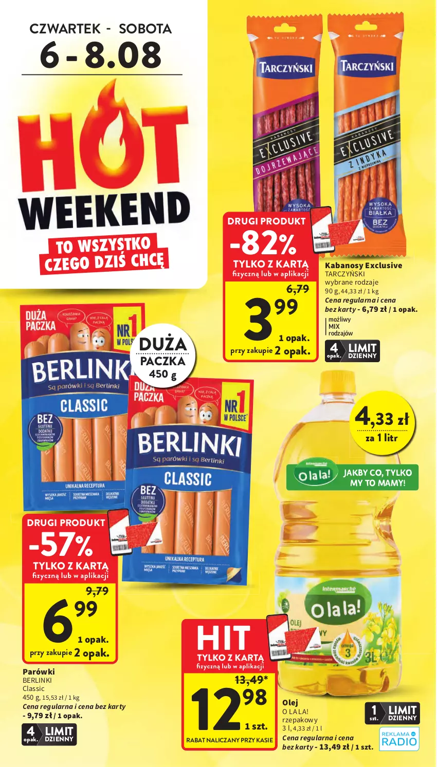 Gazetka promocyjna Intermarche - Gazetka Intermarche - ważna 06.08 do 12.08.2026 - strona 2 - produkty: Berlinki, Kabanos, Olej, Parówki, Tarczyński