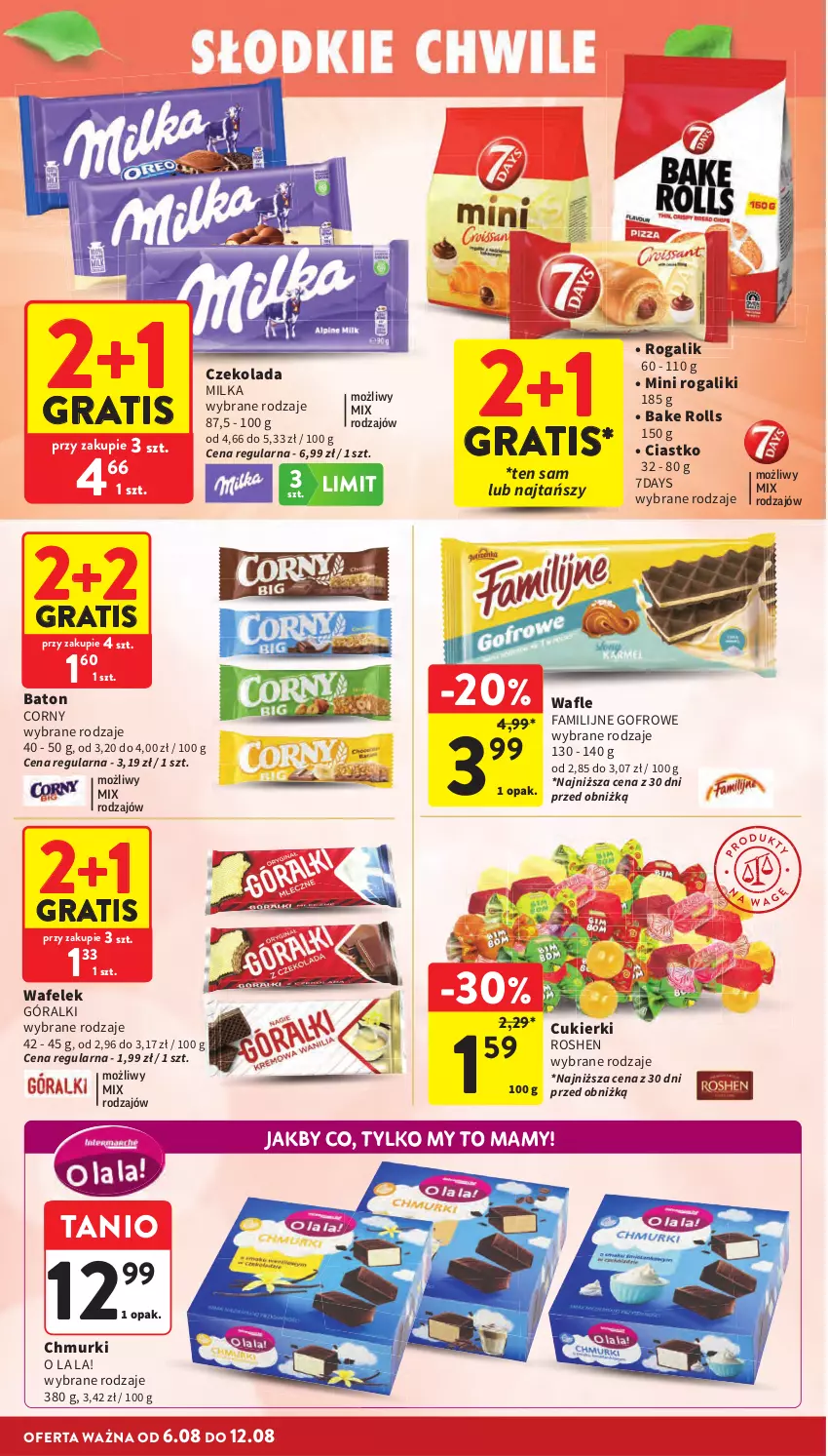 Gazetka promocyjna Intermarche - Gazetka Intermarche - ważna 06.08 do 12.08.2026 - strona 26 - produkty: Bake Rolls, Baton, Cukier, Cukierki, Czekolada, Fa, Góralki, Gra, Milka, Rogal, Wafelek, Wafle