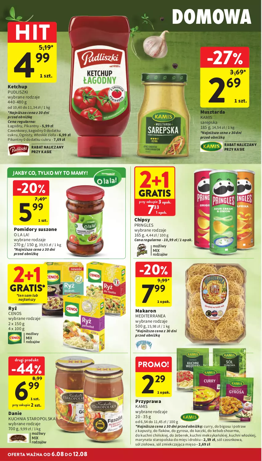 Gazetka promocyjna Intermarche - Gazetka Intermarche - ważna 06.08 do 12.08.2026 - strona 28 - produkty: Bigos, Cenos, Chipsy, Gra, Gyros, Kamis, Kebab, Ketchup, Kuchnia, Kuchnia Staropolska, Makaron, Mięso, Mus, Musztarda, Pomidory, Pringles, Pudliszki, Ryż, Shoarma, Sól