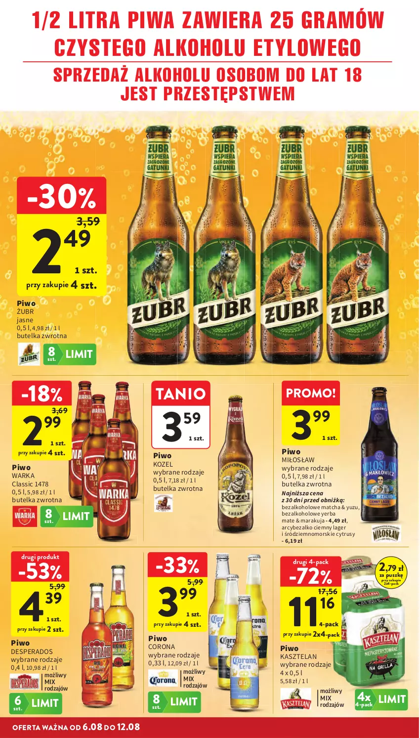 Gazetka promocyjna Intermarche - Gazetka Intermarche - ważna 06.08 do 12.08.2026 - strona 30 - produkty: Desperados, Gra, Kasztelan, Kozel, Piwa, Piwo, Warka