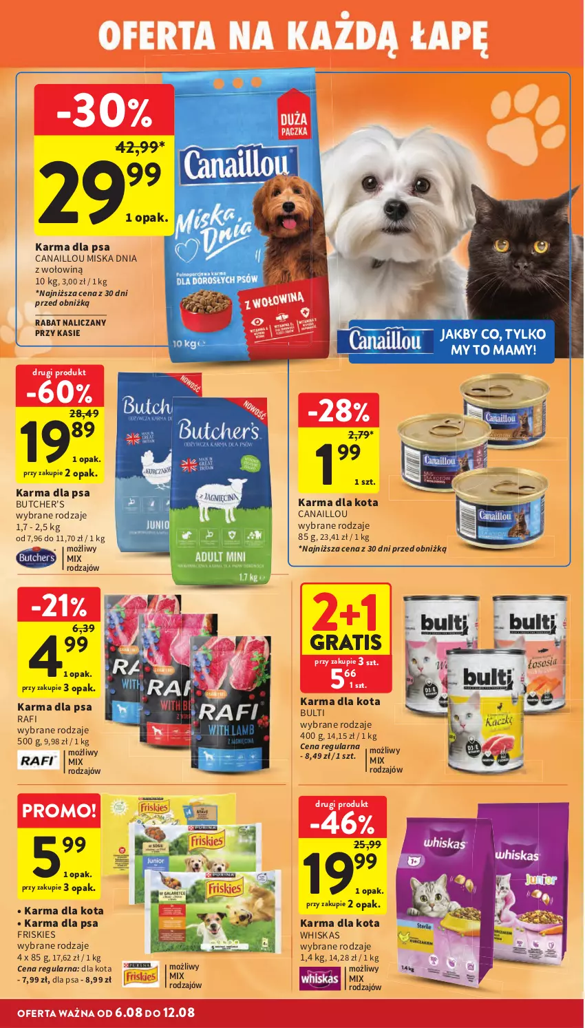 Gazetka promocyjna Intermarche - Gazetka Intermarche - ważna 06.08 do 12.08.2026 - strona 36 - produkty: Butcher's, Canaillou, Friskies, Gra, Miska, Whiskas