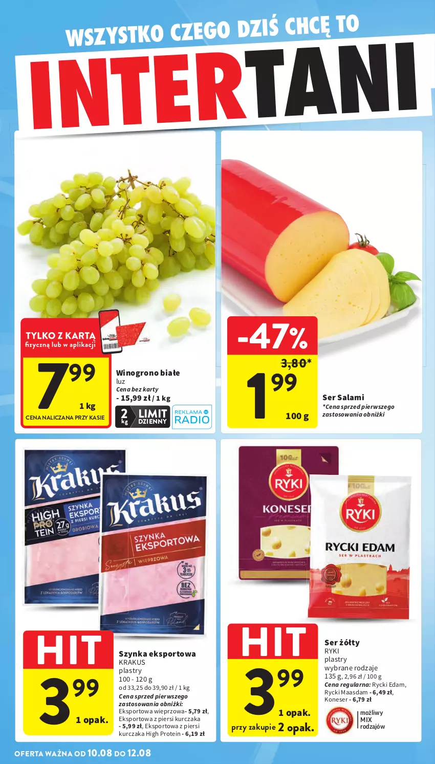 Gazetka promocyjna Intermarche - Gazetka Intermarche - ważna 06.08 do 12.08.2026 - strona 42 - produkty: Edam, Krakus, Kurczak, Maasdam, Por, Rycki Edam, Salami, Ser, Ser salami, Sport, Szynka, Wino