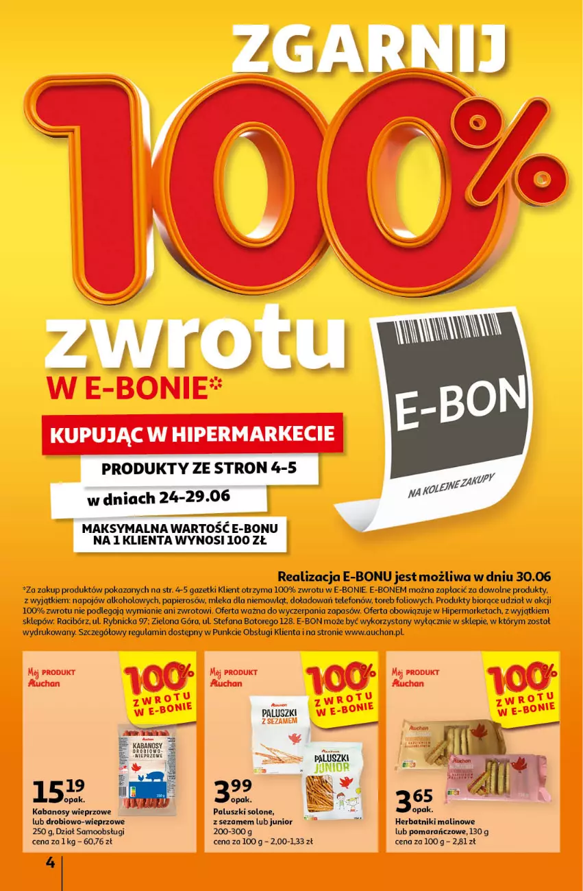 Gazetka promocyjna Auchan - Gazetka CENY W DÓŁ Hipermarket Auchan - ważna 20.06 do 26.06.2024 - strona 4 - produkty: Fa, Papier, Telefon