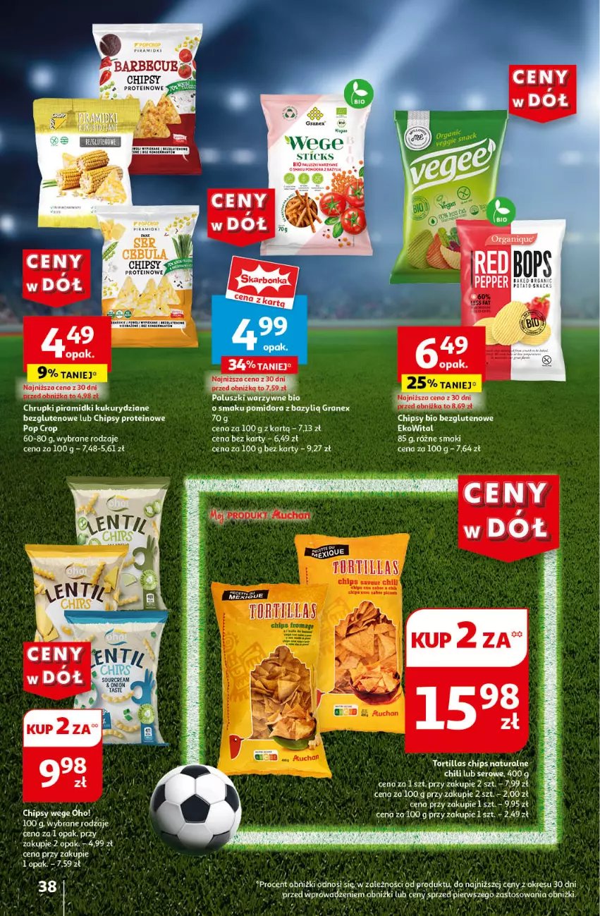 Gazetka promocyjna Auchan - Gazetka CENY W DÓŁ Hipermarket Auchan - ważna 20.06 do 26.06.2024 - strona 42 - produkty: Bazyl, Chipsy, Chrupki, Gra, Ser, Tortilla