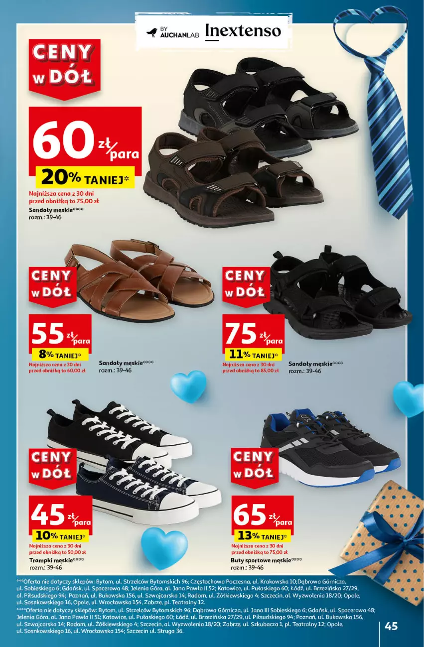 Gazetka promocyjna Auchan - Gazetka CENY W DÓŁ Hipermarket Auchan - ważna 20.06 do 26.06.2024 - strona 53 - produkty: Buty, Por, Sandał, Sport, Trampki