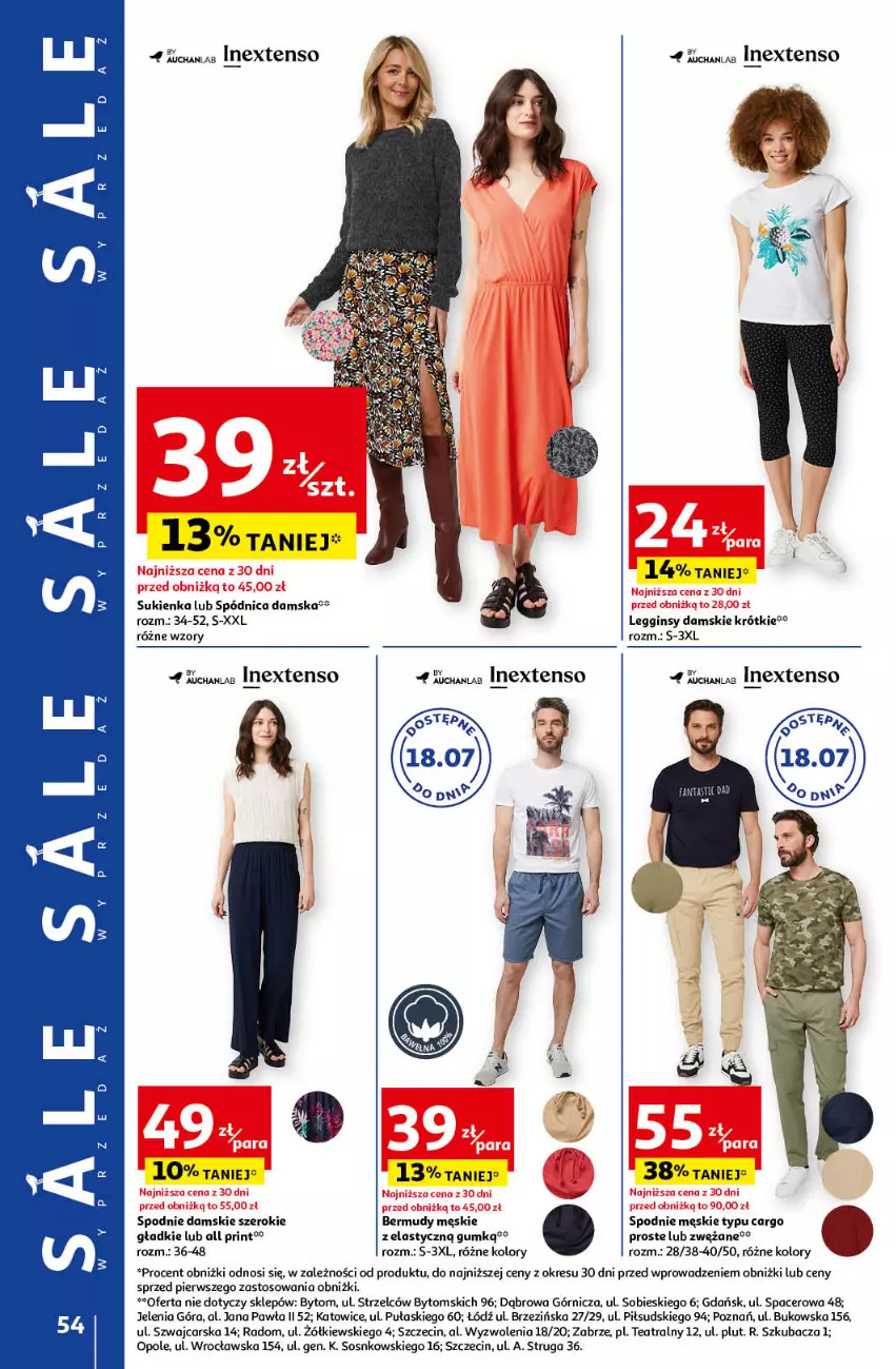 Gazetka promocyjna Auchan - Gazetka CENY W DÓŁ Hipermarket Auchan - ważna 20.06 do 26.06.2024 - strona 62 - produkty: Acer, Bermudy, Cars, Gin, Legginsy, Sos, Spódnica, Spodnie, Sukienka