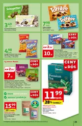 Gazetka promocyjna Auchan - Gazetka CENY W DÓŁ Hipermarket Auchan - Gazetka - ważna od 26.06 do 26.06.2024 - strona 27 - produkty: BIC, Kawa ziarnista, Schogetten, Praliny, Kawa, Dilmah, Herbata czarna, Chrupki, Czekolada, Toffifee, Baton, Knoppers, Lorenz, Herbata, Herbata owocowa