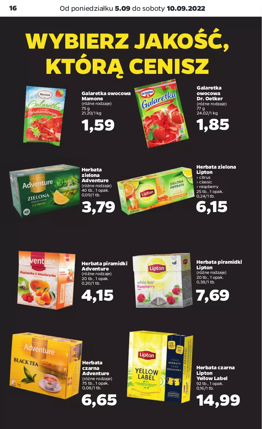 Gazetka promocyjna Netto - Artykuły spożywcze - ważna 05.09 do 10.09.2022 - strona 16 - produkty: Dr. Oetker, Gala, Galaretka, Herbata, Herbata czarna, Lipton