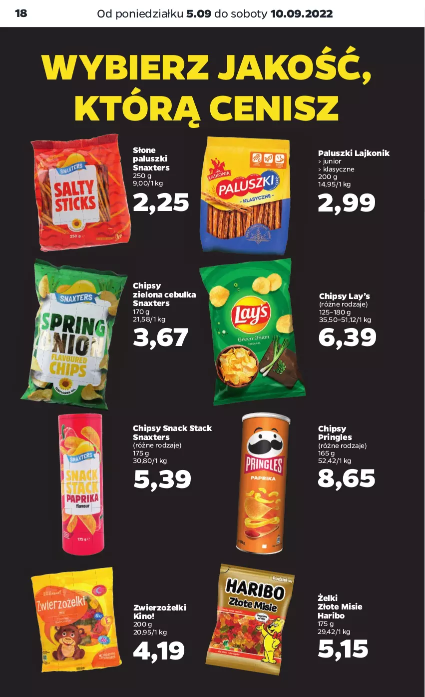 Gazetka promocyjna Netto - Artykuły spożywcze - ważna 05.09 do 10.09.2022 - strona 18 - produkty: Chipsy, Haribo, Lajkonik, Lay’s, Pringles, Słone paluszki