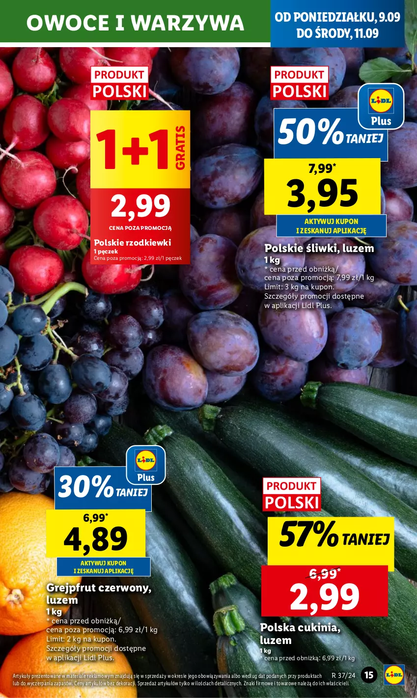 Gazetka promocyjna Lidl - GAZETKA - ważna 09.09 do 11.09.2024 - strona 17 - produkty: Gra, Grejpfrut, Owoce, Warzywa