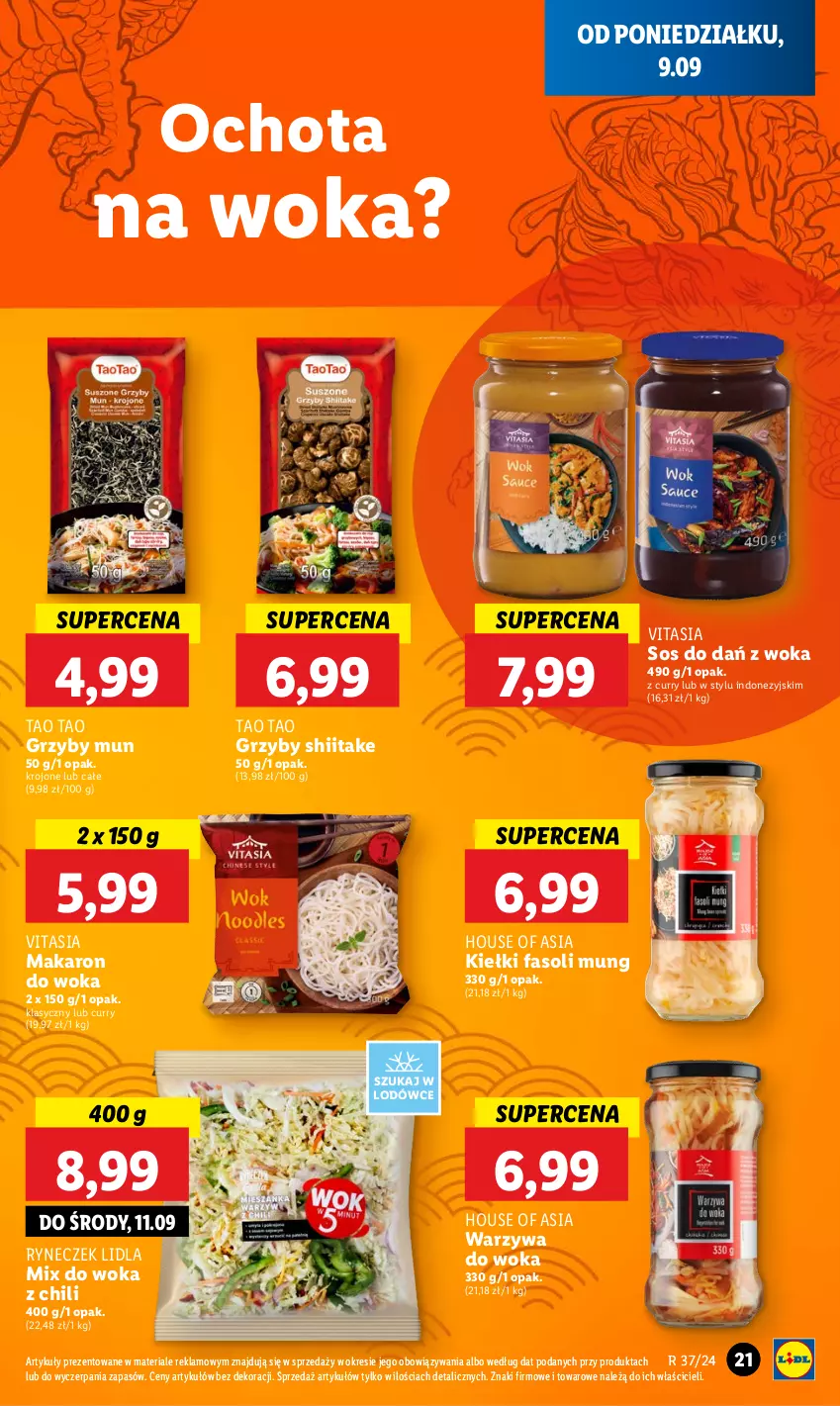 Gazetka promocyjna Lidl - GAZETKA - ważna 09.09 do 11.09.2024 - strona 23 - produkty: Fa, Fasoli mung, Grzyby, Grzyby mun, Grzyby shiitake, House of Asia, Kiełki, Makaron, Sos, Warzywa, Warzywa do woka