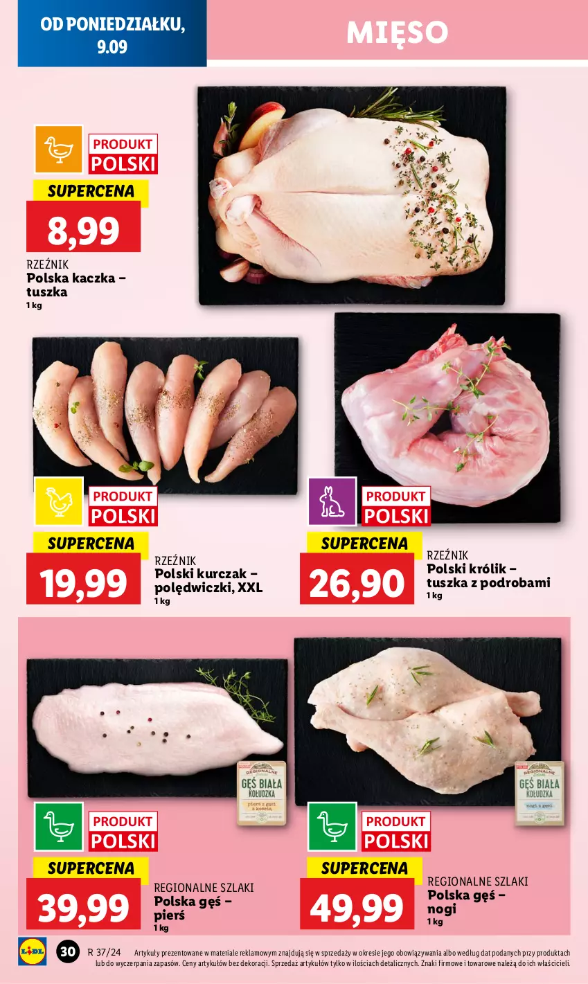 Gazetka promocyjna Lidl - GAZETKA - ważna 09.09 do 11.09.2024 - strona 32 - produkty: Kaczka, Królik, Kurczak, Mięso, Tusz