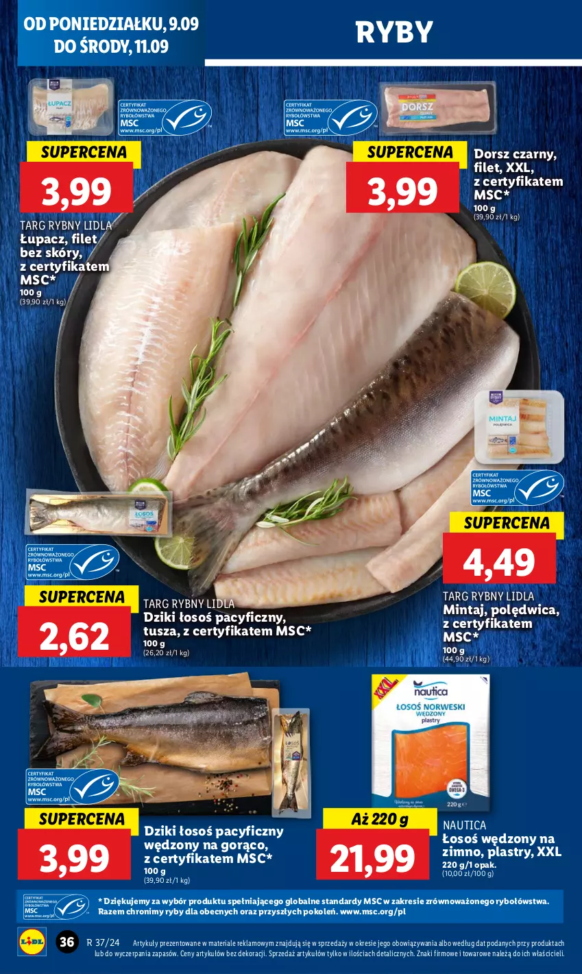 Gazetka promocyjna Lidl - GAZETKA - ważna 09.09 do 11.09.2024 - strona 38 - produkty: Dorsz, Mintaj, Polędwica, Tusz