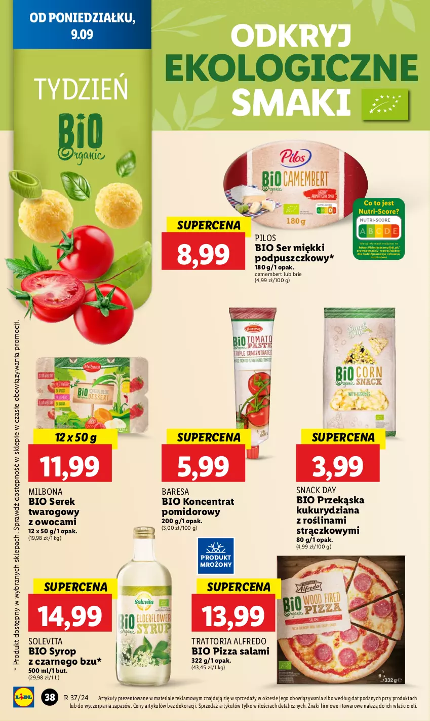 Gazetka promocyjna Lidl - GAZETKA - ważna 09.09 do 11.09.2024 - strona 40 - produkty: Brie, Camembert, Koncentrat pomidorowy, Pilos, Pizza, Salami, Ser, Serek, Serek twarogowy, Syrop