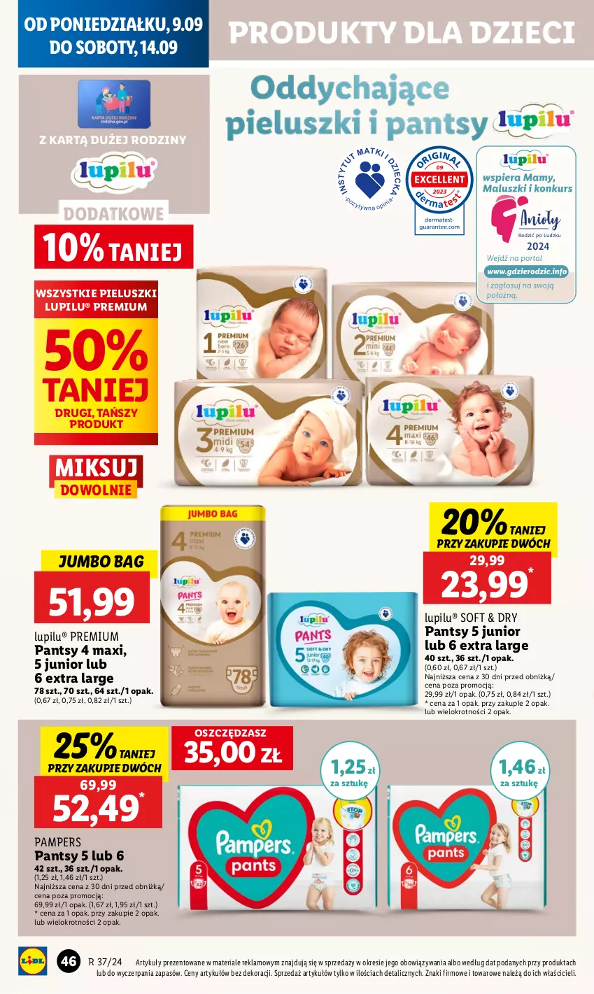 Gazetka promocyjna Lidl - GAZETKA - ważna 09.09 do 11.09.2024 - strona 50 - produkty: Dzieci, O Bag, Pampers