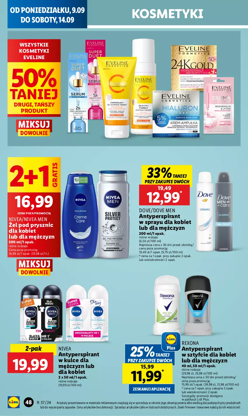 Gazetka promocyjna Lidl - GAZETKA - ważna 09.09 do 11.09.2024 - strona 52 - produkty: Antyperspirant, Dove, Eveline, Gra, Nivea, Nivea Men, Rexona