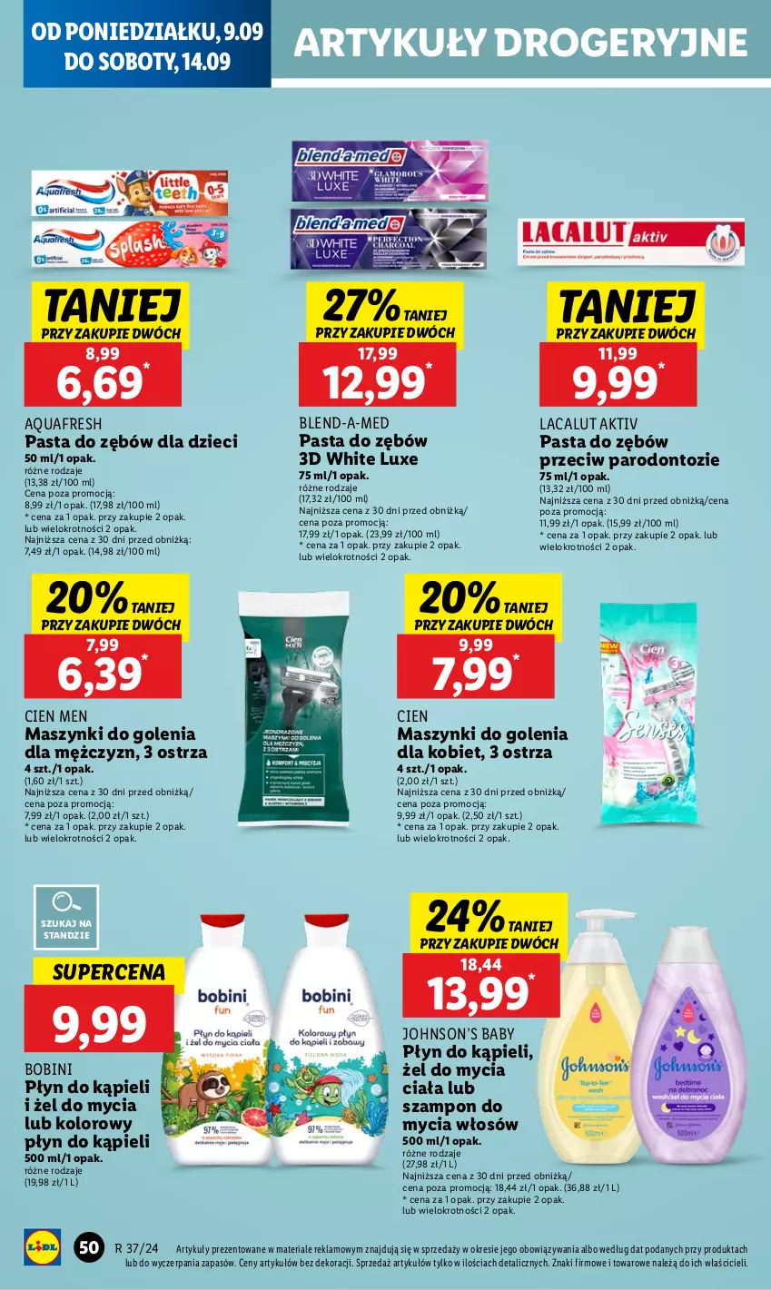 Gazetka promocyjna Lidl - GAZETKA - ważna 09.09 do 11.09.2024 - strona 54 - produkty: Aquafresh, Blend-a-Med, Dzieci, Lacalut, Pasta do zębów, Płyn do kąpieli, Szampon